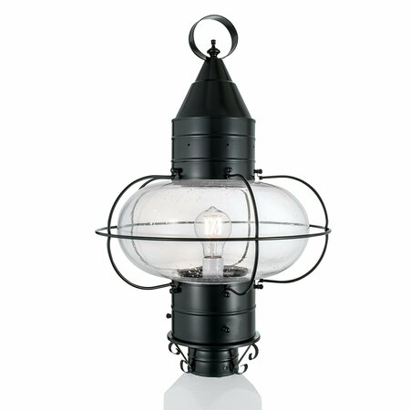 NORWELL Classic Onion Outdoor Post Light - Black with Seeded Glass 1510-BL-SE